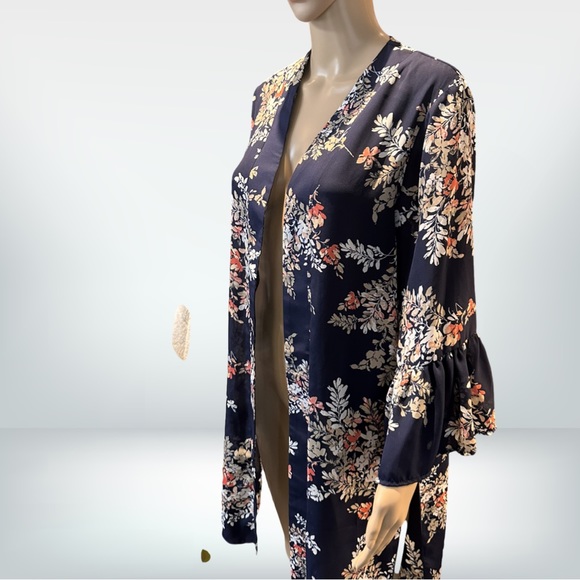 Robin Barr Navy Floral Kimono New medium - Picture 5 of 8